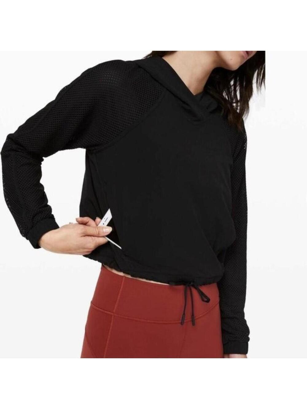 Lululemon Catch a Breeze Hooded Pullover Mesh Sleeves Black Women’s XS LW3BYWS - Picture 13 of 15